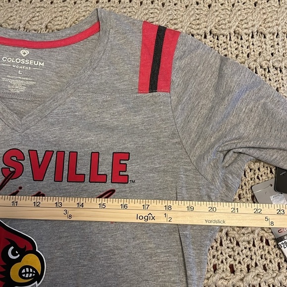 COLOSSEUM Ladies SS , THE CITY LOUISVILLE‎ CARDINALS with LOGO TEE SZ LARGE GRAY - Picture 7 of 12